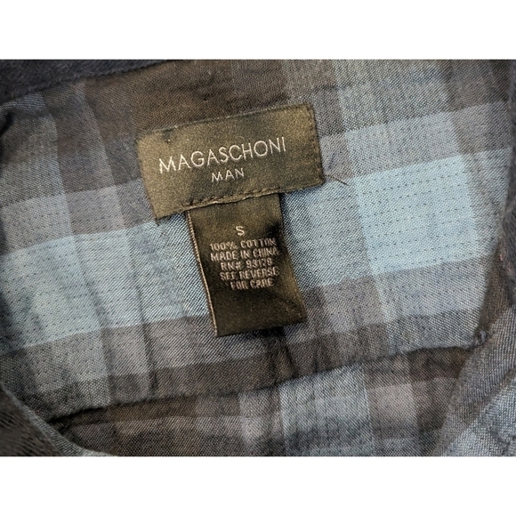 Magaschoni Blue 100% Brushed Cotton Long Sleeve Button Down Shirt Size Small - Picture 5 of 6